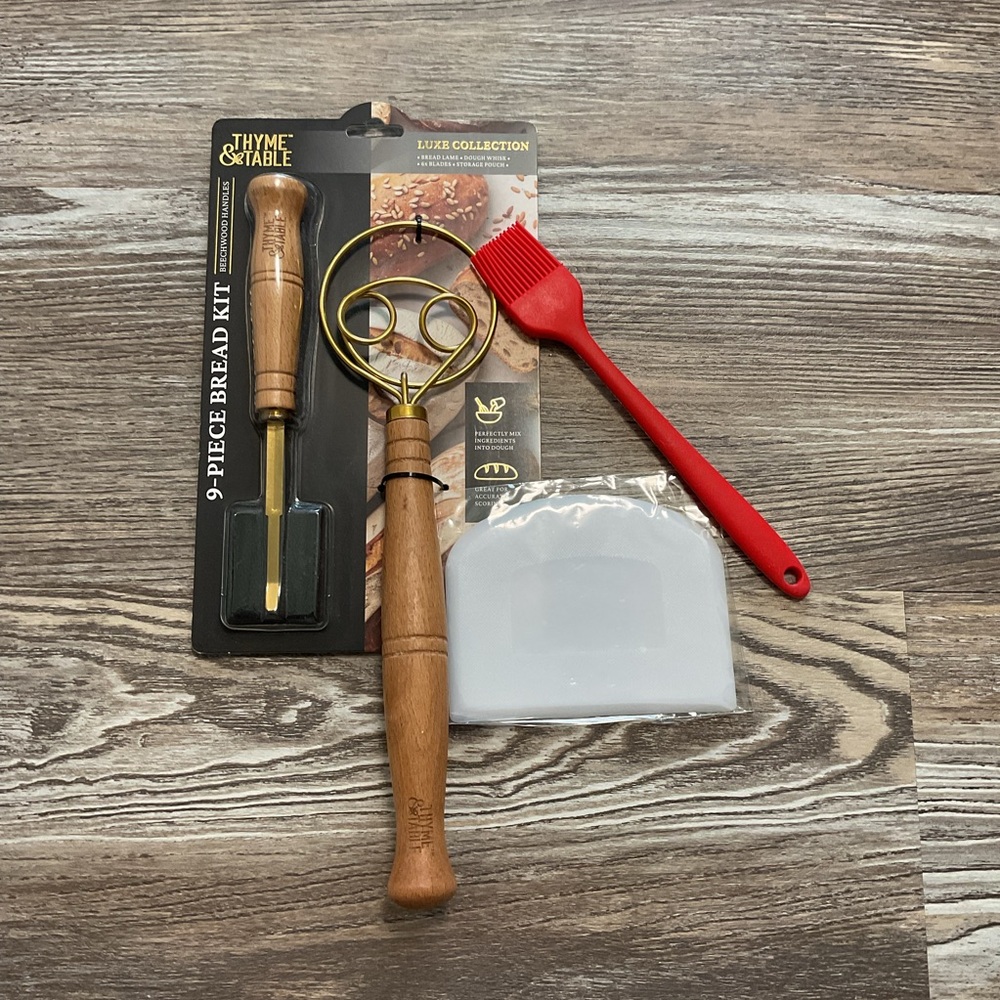 Thyme & Table 9 Piece Bread Kit, Dough Scraper and Basting Brush NWT